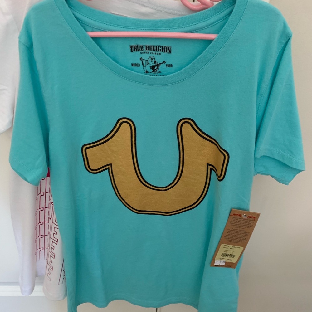 true religion kids shirt size large.